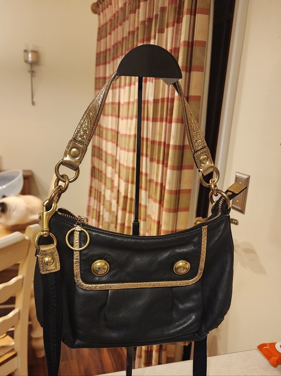 Coach Handbags - Coach Poppy two-way leather crossbody bag featuring gold-tone hardware